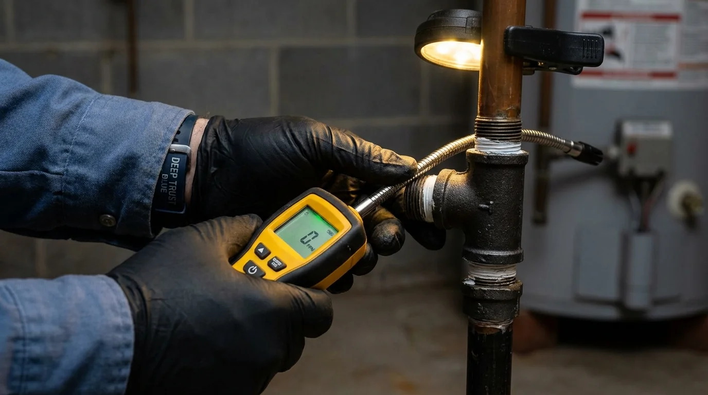 Gas leak detection with electronic sniffer by Johns Plumbing LLC in Westhampton Beach