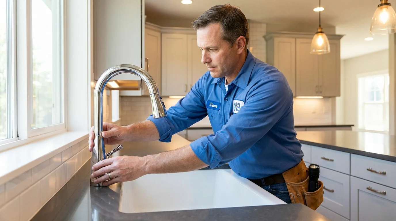 Kitchen faucet installation by Johns Plumbing LLC in Westhampton Beach
