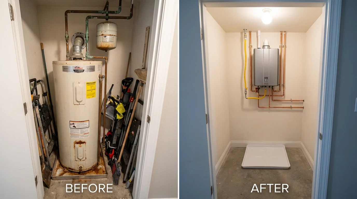Tank water heater versus wall-mounted tankless unit comparison for Westhampton Beach, NY homeowners