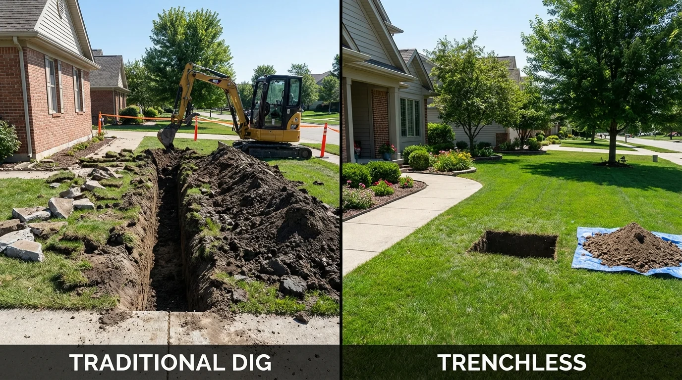 Trenchless sewer repair with minimal yard damage versus traditional excavation in Westhampton Beach, NY